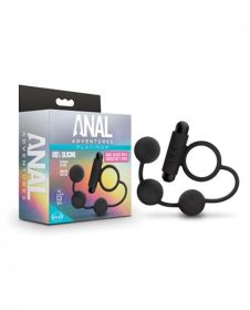 Blush Anal Adventures Platinum Silicone Anal Ball W/vibrating C Ring`Black