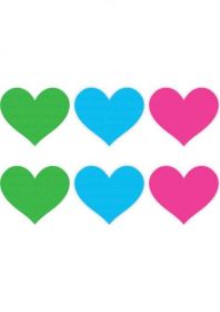 Neon Heart Pasties Value Pack Of 3 O/S
