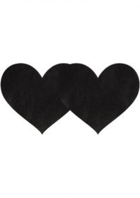 Black Satin Heart Shaped Pasties 2 Pack