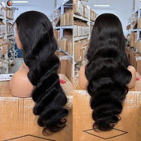 Wig Human Hair Body Wave Lace Front Wigs Wholesale Glueless Hd Lace Frontal Wigs For Black Women (Option: Black-24Inches-13X4CM)